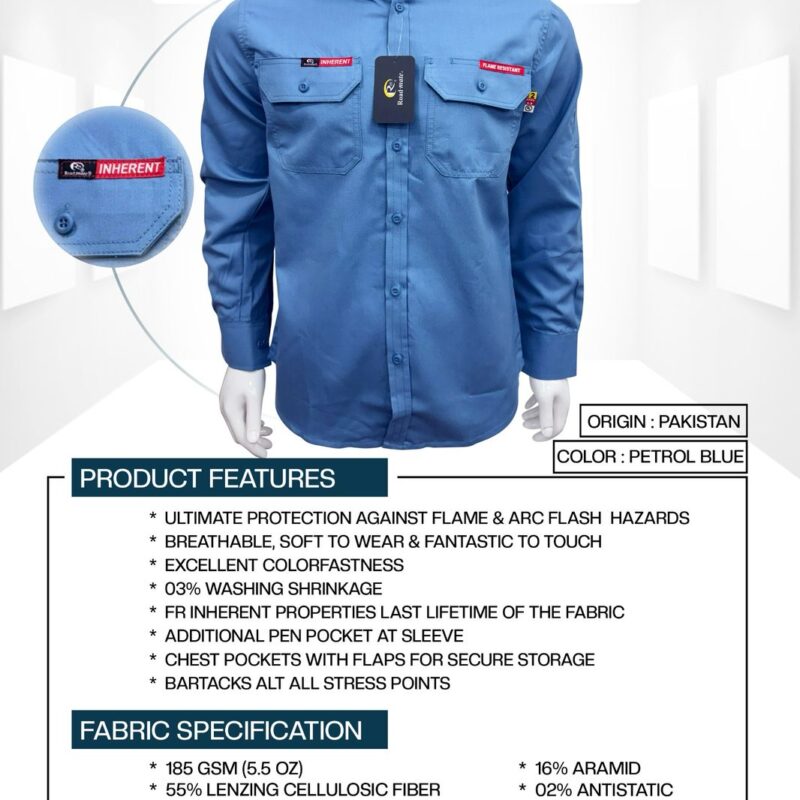 ROAD MATE FR INHERENT FABRIC SHIRT SKY BLUE CAT 2-8 CAL UL LISTED