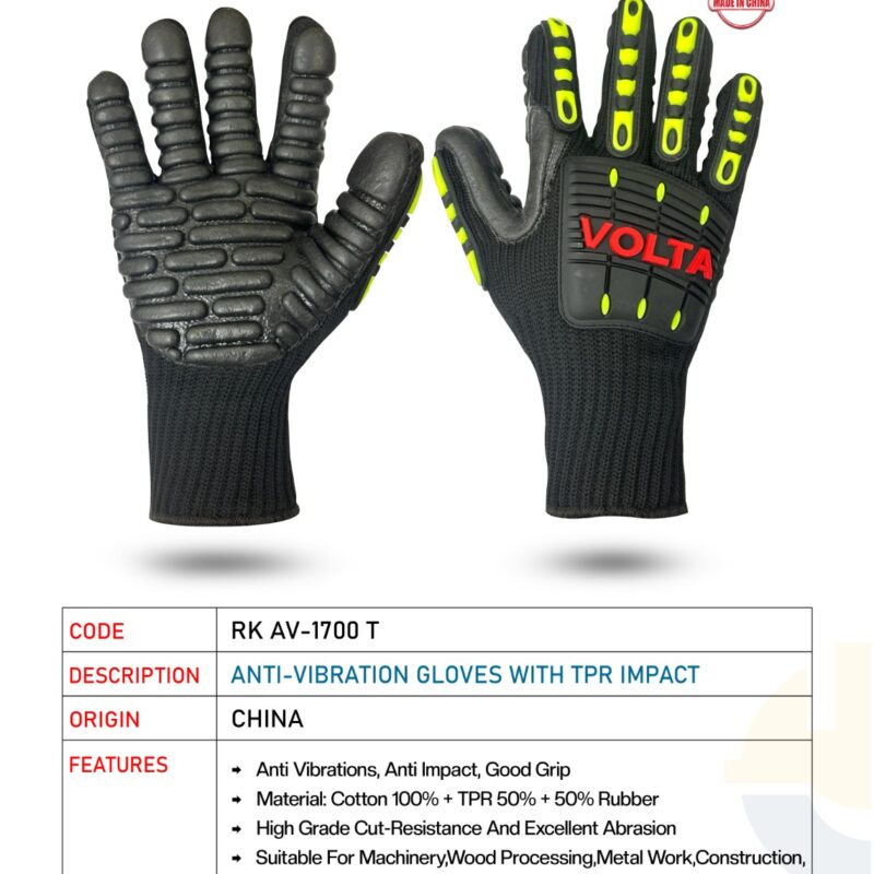 VOLTA ANTI-VIBRATION GLOVES WITH TPR IMPACT GLOVES RK AV-1700 T