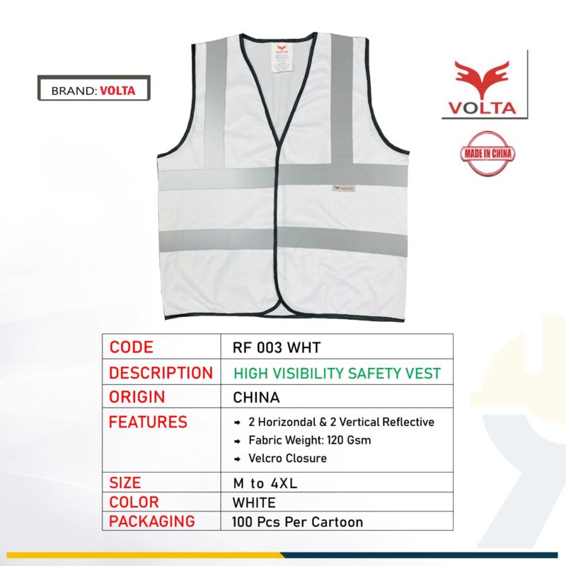 VOLTA SAFETY VEST 120GSM RF 003 WHITE