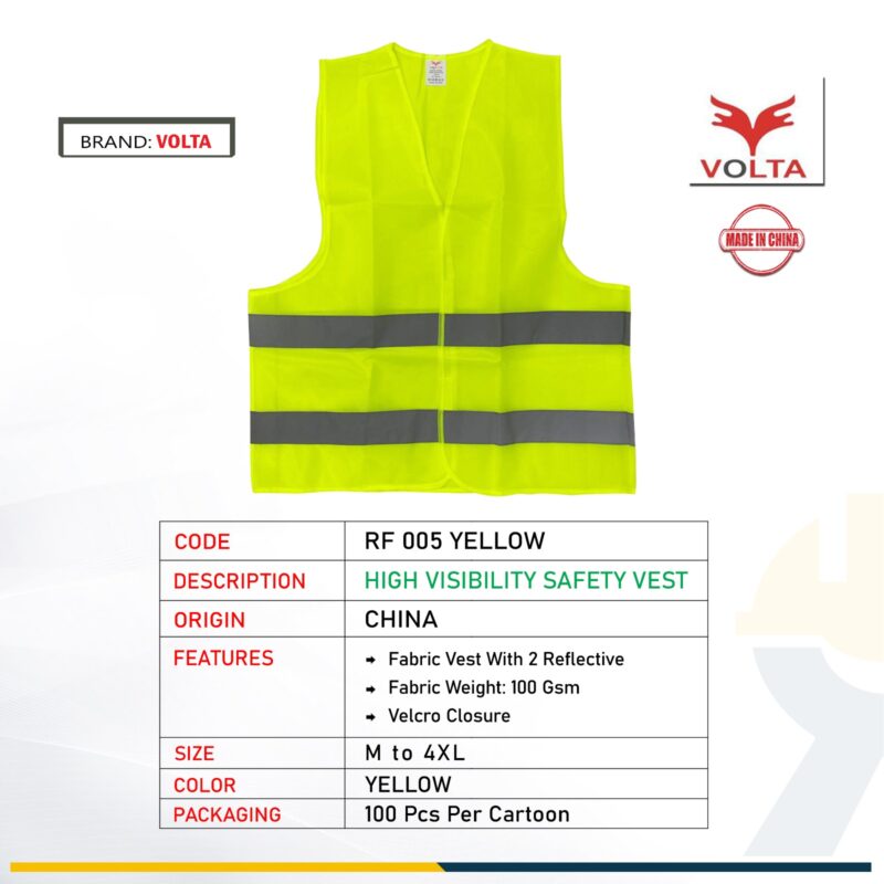 VOLTA SAFETY VEST 100 GSM RF 005 YELLOW