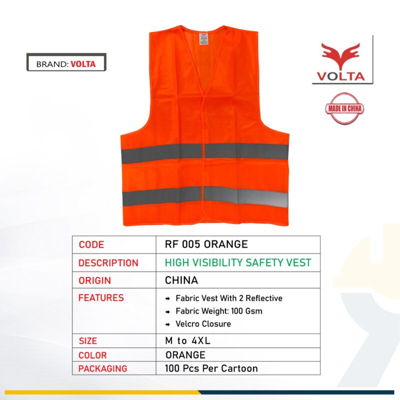 VOLTA SAFETY VEST 100 GSM RF 005 ORANGE