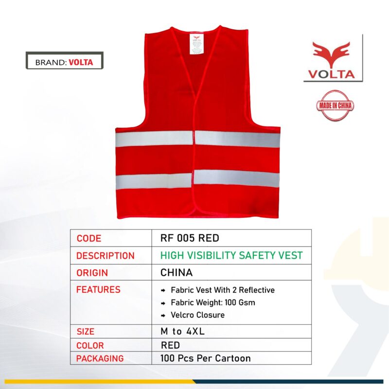 VOLTA SAFETY VEST 100 GSM RF 005 RED