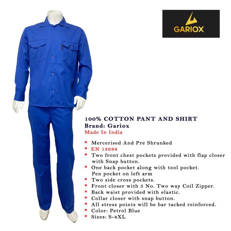 GARIOX 100& COTTON PANT & SHIRT PETRO BLUE