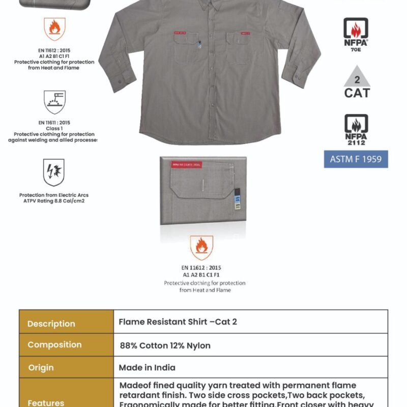 GARIOX FLAME RESISTANT SHIRT BEIGE CAT 2 -8 CAL