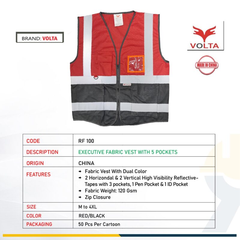 VOLTA SAFETY VEST RF 100 RED-BLACK