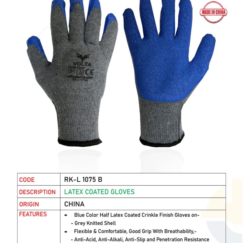VOLTA CRINKLE LATEX COATED GLOVES BLUE RK-L 1075 B