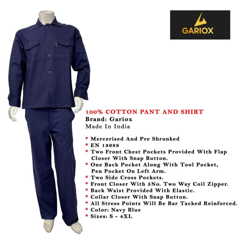 GARIOX 100& COTTON PANT & SHIRT NAVY BLUE