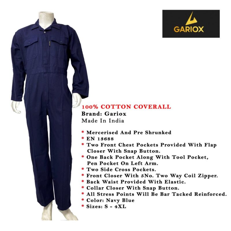 GARIOX 100% COTTON COVERALL NAVY BLUE