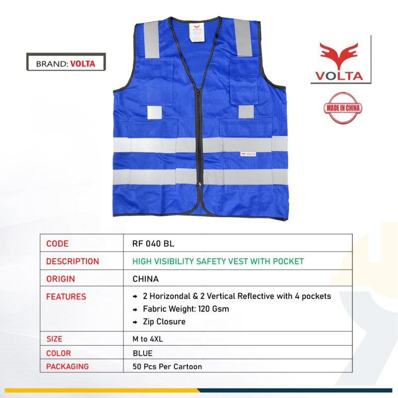 VOLTA SAFETY VEST WITH 4 POCKET-RF 040 BLUE