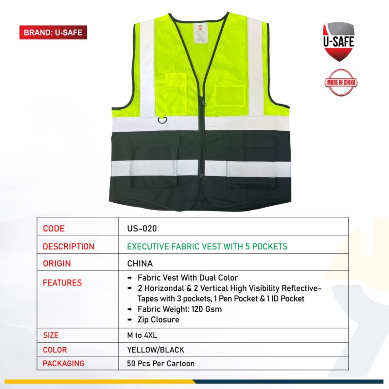 U-SAFE SAFETY VEST YELLOW-BLACK US 020