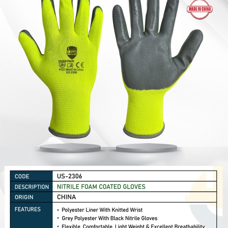 U SAFE NITRILE FOAM COATED GLOVES US-2306