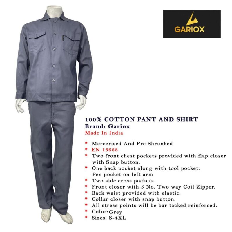 GARIOX 100& COTTON PANT & SHIRT GRAY