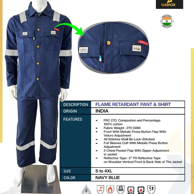 GARIOX FIRE RETARDANT PANT & SHIRT-MADE IN INDIA
