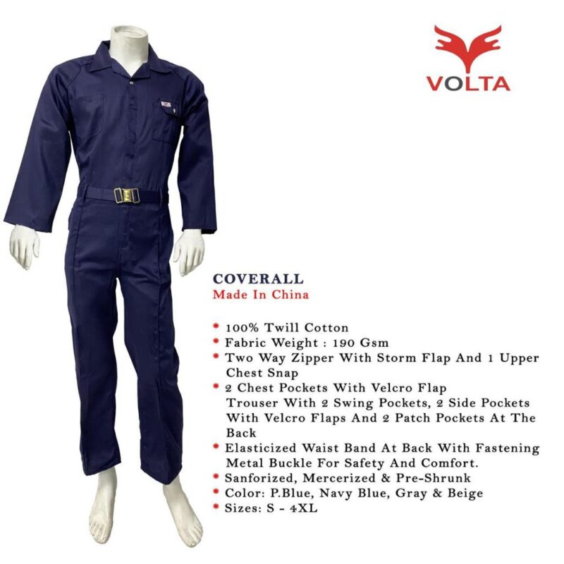 VOLTA 100% TWILL COTTON COVERALL NAVY BLUE