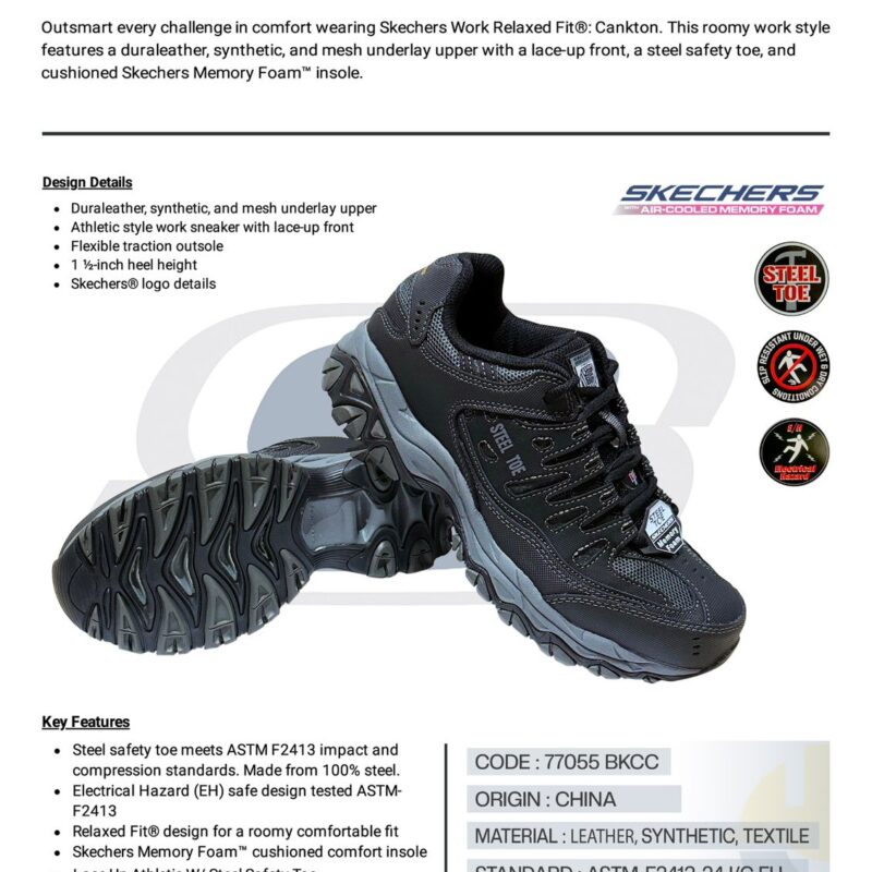 SKECHERS SAFETY SHOES-770055 BKCC