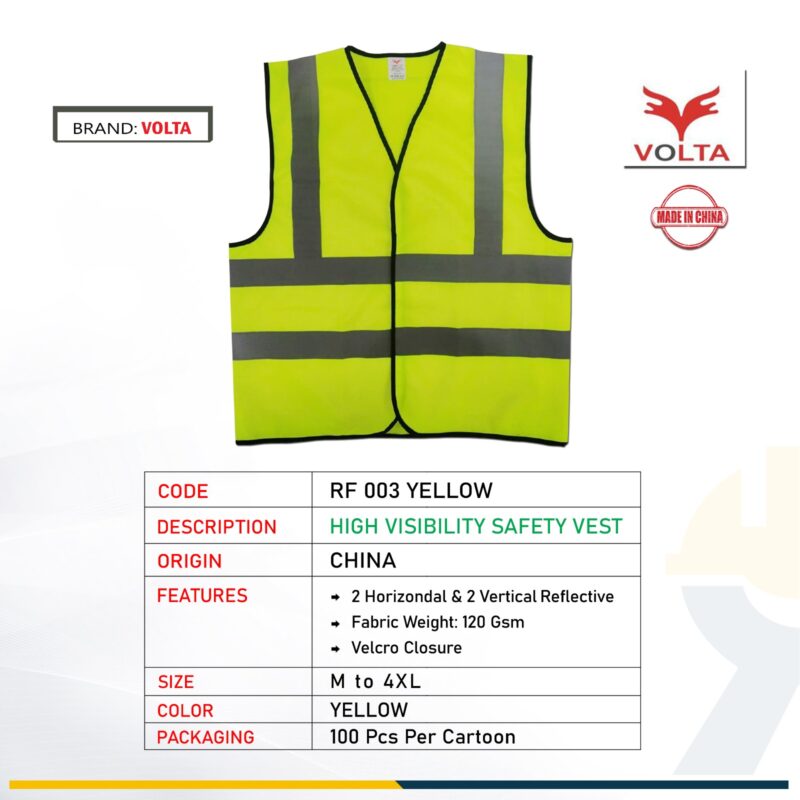 VOLTA SAFETY VEST 120GSM RF 003 YELLOW