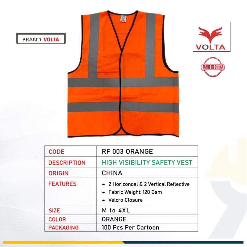 VOLTA SAFETY VEST 120GSM RF 003 ORANGE
