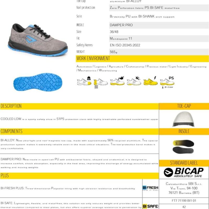 BICAP SAFETY SHOES COOLED LOW MADE IN ITALY