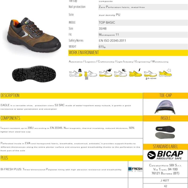 BICAP SAFETY SHOES EAGLE MADE IN ITALY