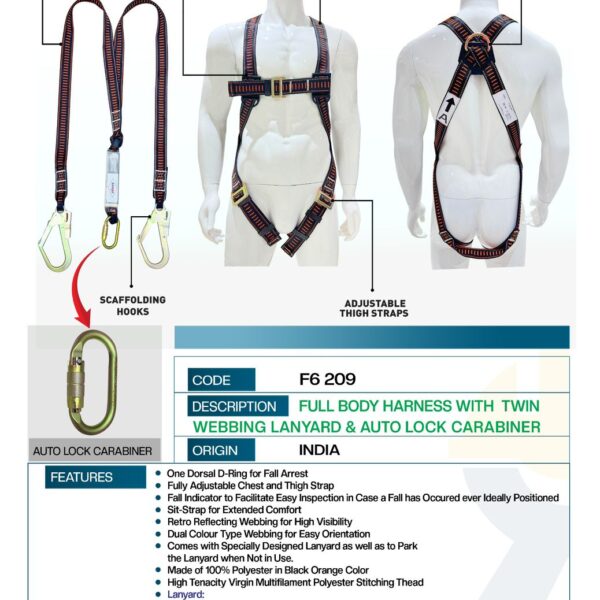 FORTE FULL BODY HARNESS WITH TWIN WEBBING LANYARD & AUTO CARABINER