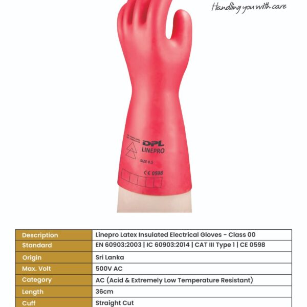 LINEPRO ELECTRICAL INSULATING GLOVES 500 V-CLASS 00