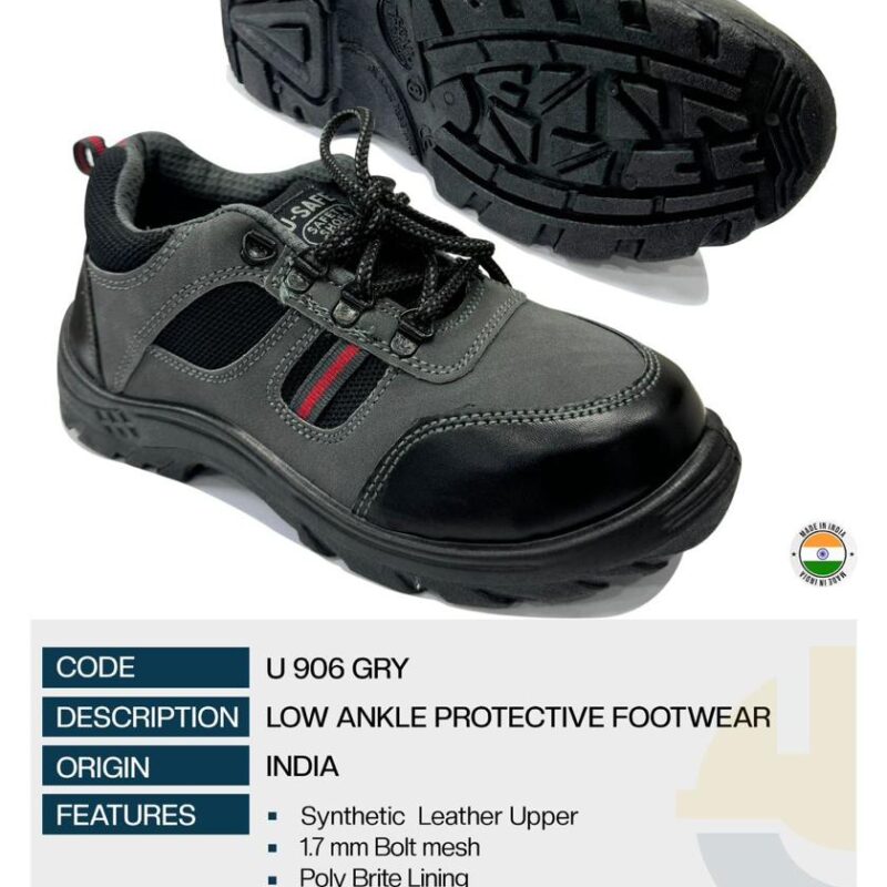 U SAFE SAFETY SHOES U 906 GRAY