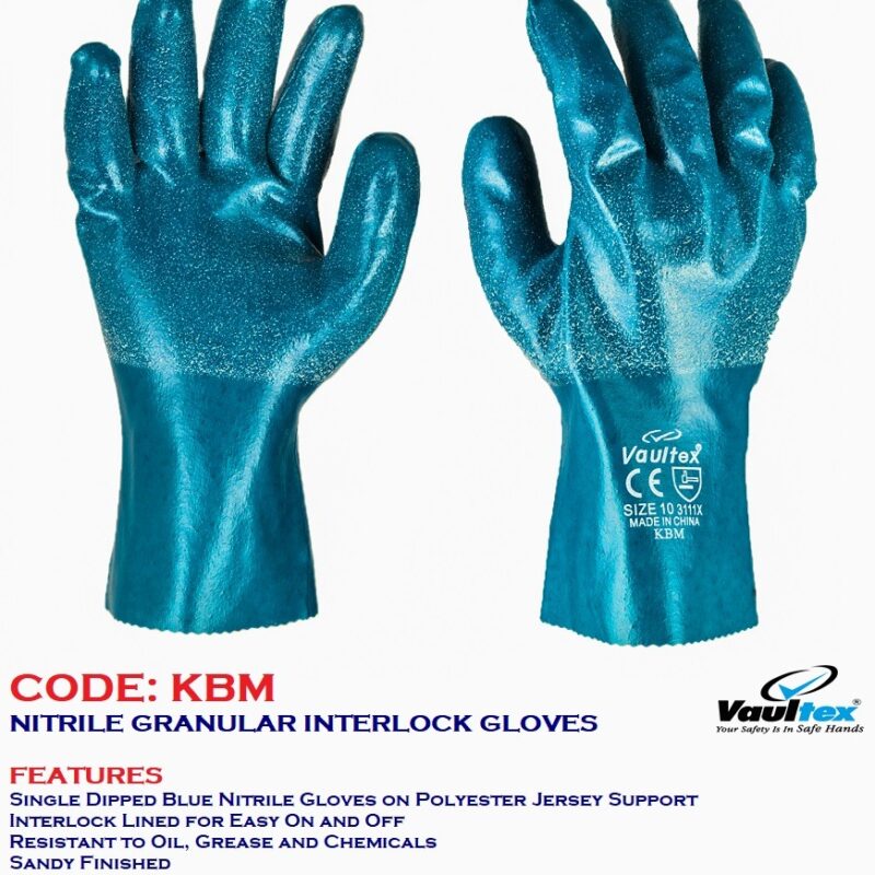 VAULTEX NITRILE GRANULAR INTERLOCK GLOVES-KBM
