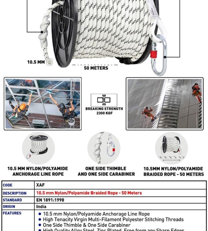 VAULTEX NYLON BRAIDED ROPE 10.50MM X 50 MTR XAF