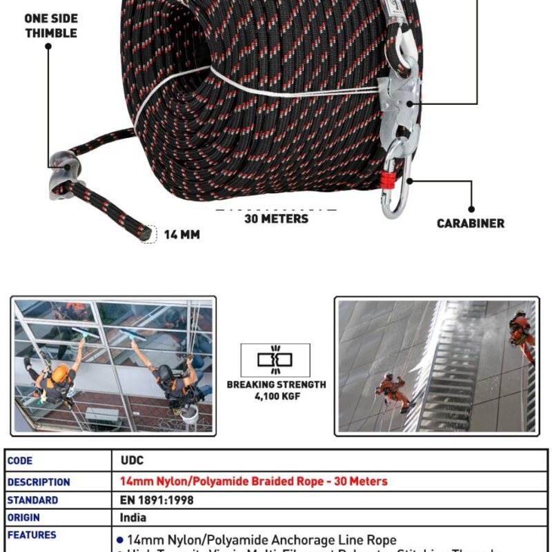 VAULTEX NYLON BRAIDED ROPE 14 MM X 30 MTR UDC