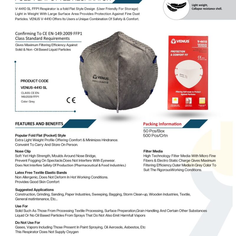 Venus V-4410 SL FFP1 Fold Flat Respirator