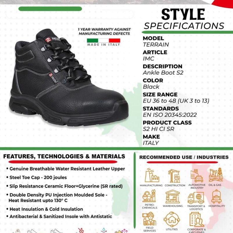 ZECCHIN SAFETY SHOES HIGH ANKLE TERRAIN-MADE IN ITALY