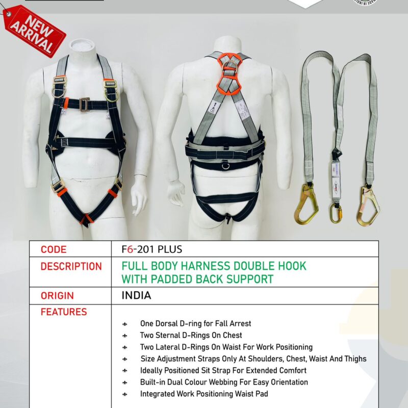 FORTE FULL BODY HARNESS DOUBLE HOOK WITH PADDED BACK SUPPORT- F6 201 PLUS