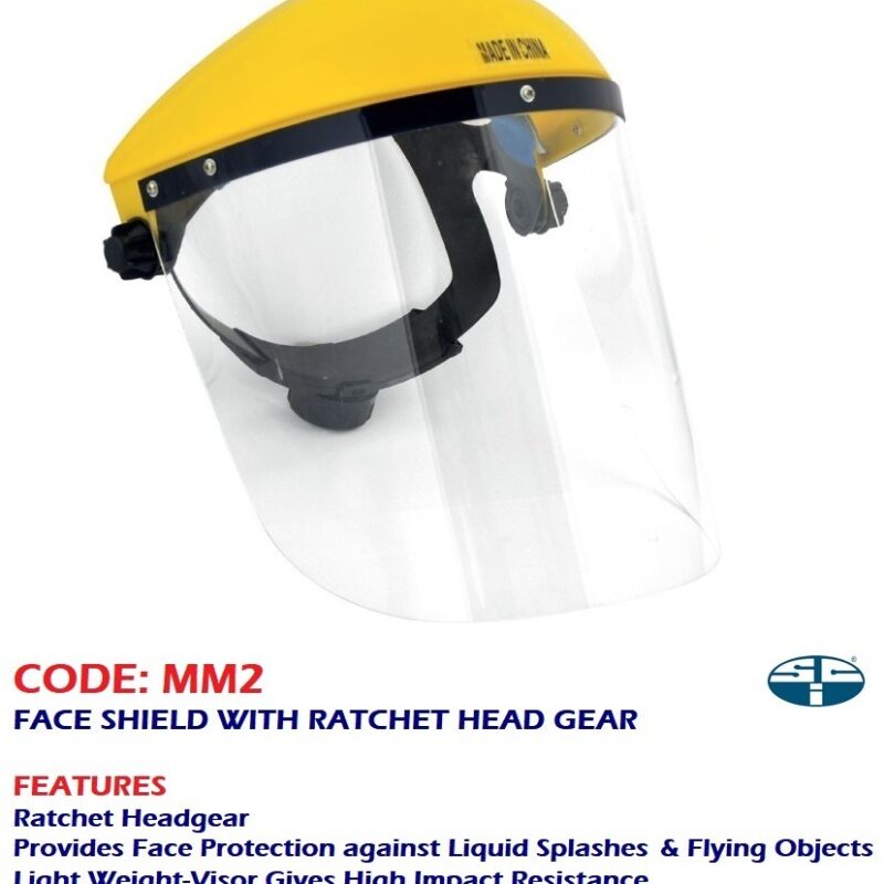 face shield with ratchet head gear