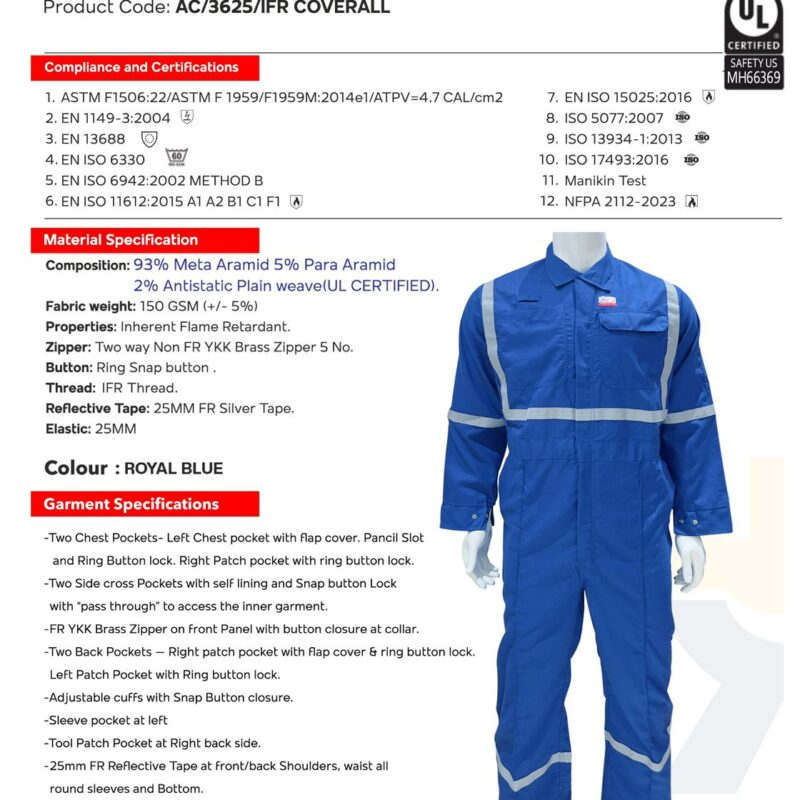 Allen Cooper Inherent Fire Retardant Coverall – UL Certified