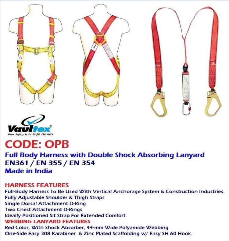 FULL BODY HARNESS WITH DOUBLE SHOCK ABSORBING LANYARD EN361 / EN355 / EN354 – OPB
