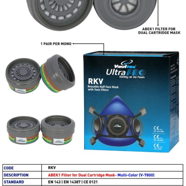 Vaultex Dual Filter Cartridge ABEK1 V-7800