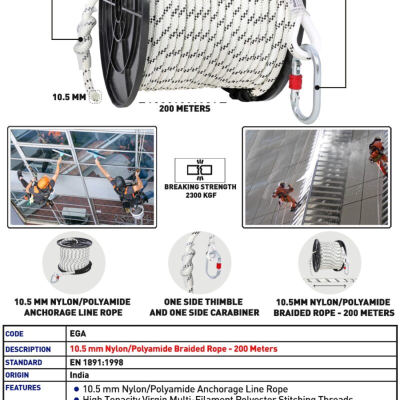 VAULTEX NYLON BRAIDED ROPE 10.50MM X 200 MTR EGA