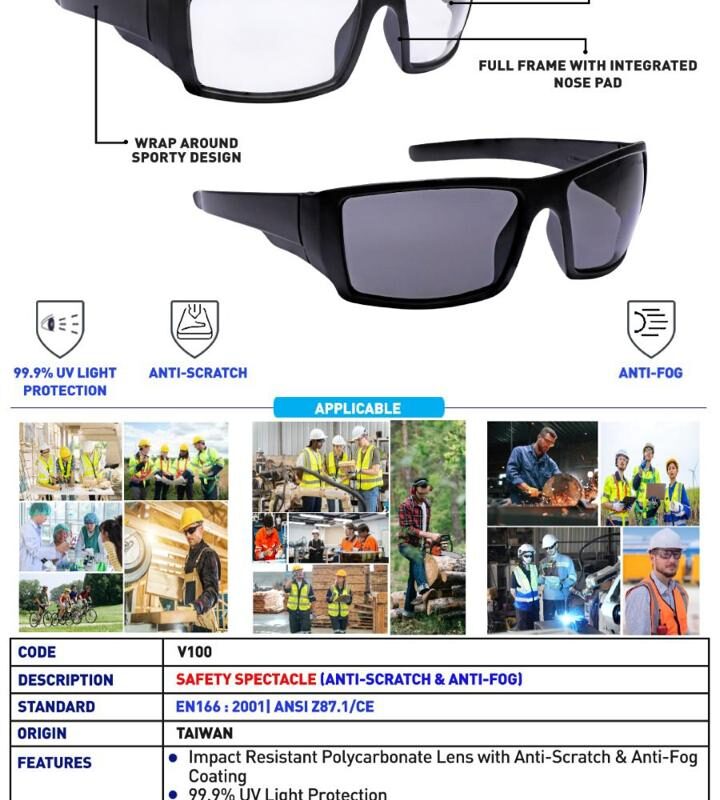 VAULTEX SAFETY SPECTACLES ANTI FOG-DARK/CLEAR – V 671