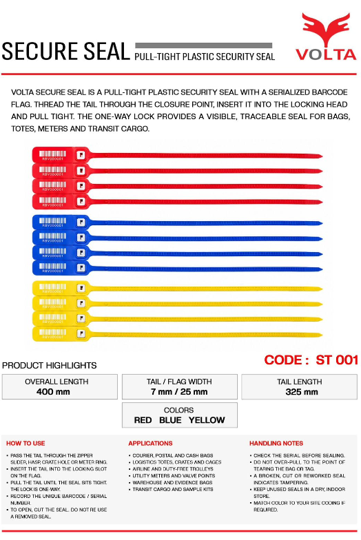 VOLTA SECURE SEAL (PULL-TIGHT PLASTIC SECURE SEAL)