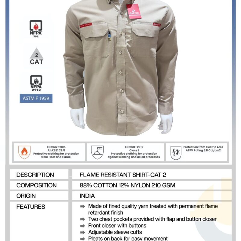 Gariox – Flame Resistant Shirt – CAT 2 (8cal) – Beige