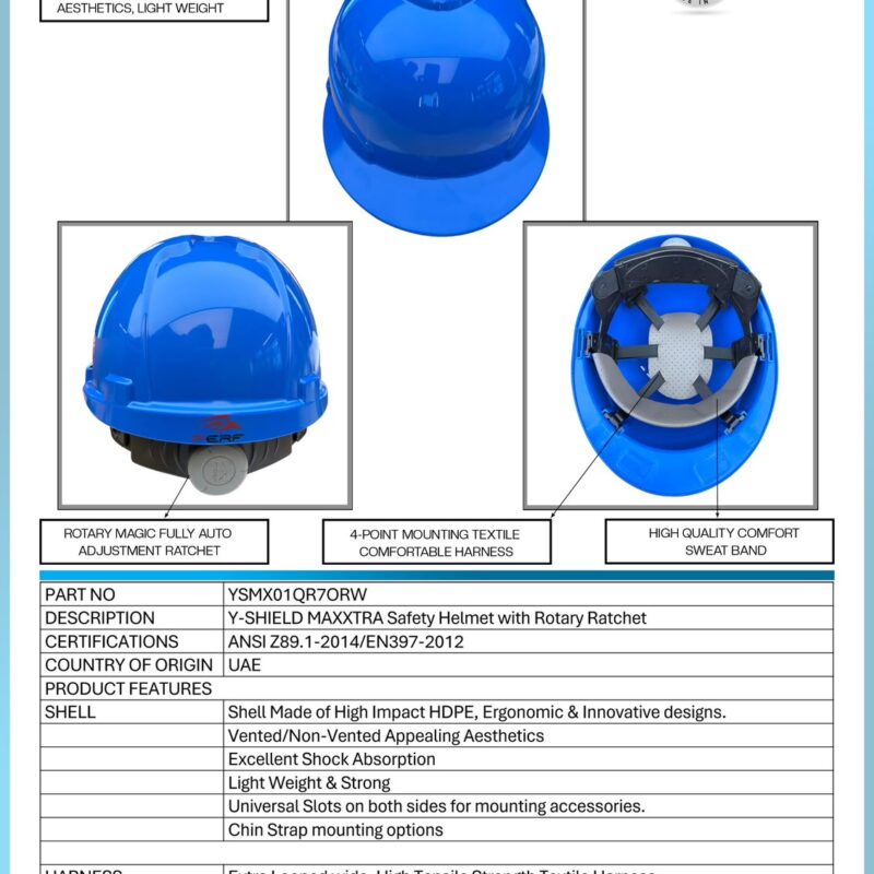 PERF-Y-SHIELD MAXXTRA SAFETY HELMET WITH ROTARY RATCHET – MAXXTRA OR