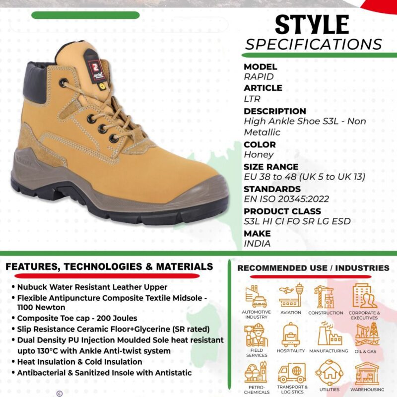 ZECCHIN SAFETY SHOES S3 STANDARD NON METALLIC-RAPID LTR