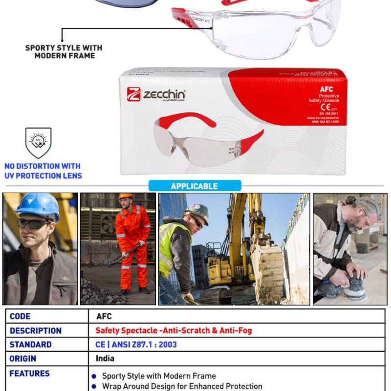 ZECCHIN SAFETY SPECTACLE ANTI FOG DARK/CLEAR -AFC