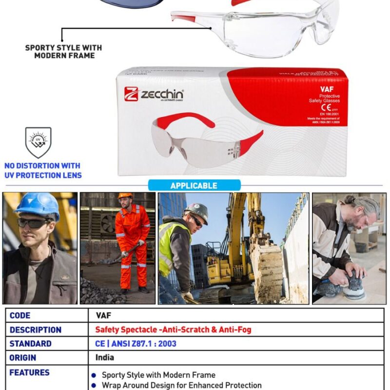 ZECCHIN SAFETY SPECTACLE ANTI FOG DARK/CLEAR -VAF