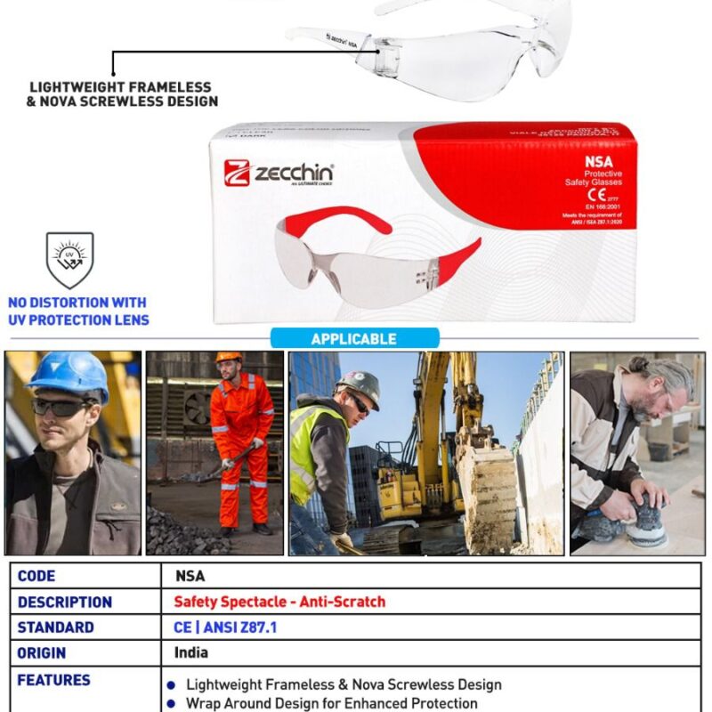 ZECCHIN SAFETY SPECTACLE DARK/CLEAR -NSA